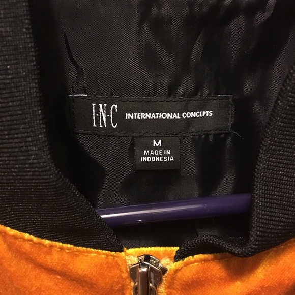 International Concepts Yellow Velour Bomber Jacket - Picture 5 of 5